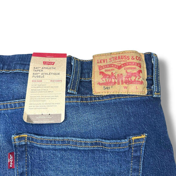 Levi’s 541 Athletic Taper Jeans Eco Ease Blue Relaxed Fit Denim Stretch W44x32 - Picture 4 of 10